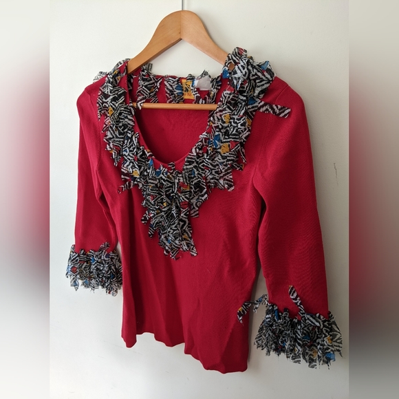 Ruby Rd. 3/4 Sleeve Top Size (S) V Neck Sweater - Picture 2 of 10